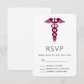 Red Caduceus Medical Symbol Afstuderen RSVP Kaartje (Voorkant / Achterkant)