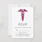Red Caduceus Medical Symbol Afstuderen RSVP Kaartje (Voorkant)