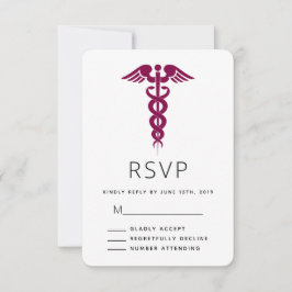 Red Caduceus Medical Symbol Afstuderen RSVP Kaartje
