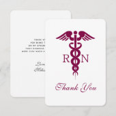 Red Caduceus Nurse Afstuderen Bedankkaart (Voorkant / Achterkant)