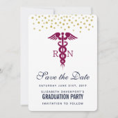 Red Caduceus Nurse Afstuderen Save The Date (Voorkant)