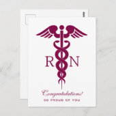 Red Caduceus Nurse Medical Symbool Briefkaart (Voorkant / Achterkant)