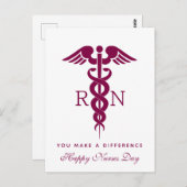 Red Caduceus Nurse Medical Symbool Briefkaart (Voorkant / Achterkant)