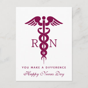 Red Caduceus Nurse Medical Symbool Briefkaart