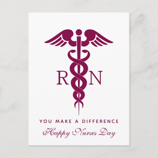 Red Caduceus Nurse Medical Symbool Briefkaart (Voorkant)