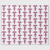 Red Caduceus Nurse Medical Symbool Cadeaupapier (Vlak)