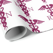 Red Caduceus Nurse Medical Symbool Cadeaupapier (Rol Hoek)