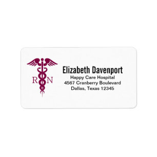 Red Caduceus Nurse Medical Symbool Etiket