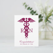 Red Caduceus Nurse Medical Symbool Feestdagenkaart (Staand voorkant)