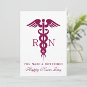 Red Caduceus Nurse Medical Symbool Feestdagenkaart (Staand voorkant)