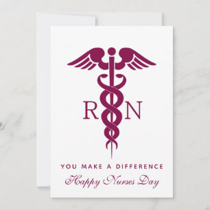 Red Caduceus Nurse Medical Symbool Feestdagenkaart