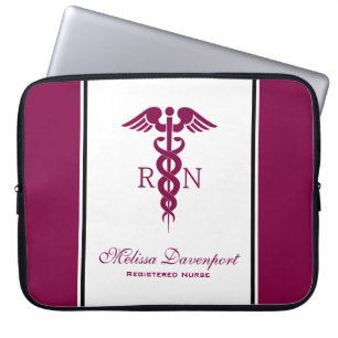 Red Caduceus Nurse Medical Symbool Laptop Sleeve