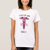 Red Caduceus Nurse Medical Symbool T-shirt (Voorkant)