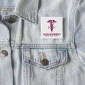 Red Caduceus Nurse Medical Symbool Vierkante Button 5,1 Cm (In situ)
