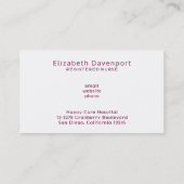 Red Caduceus Nurse Medical Symbool Visitekaartje (Achterkant)