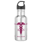 Red Caduceus Nurse Medical Symbool Waterfles (Voorkant)