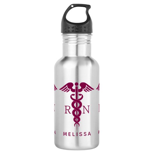 Red Caduceus Nurse Medical Symbool Waterfles (Voorkant)