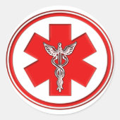 Red Caduceus Ronde Sticker (Voorkant)