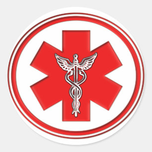 Red Caduceus Ronde Sticker