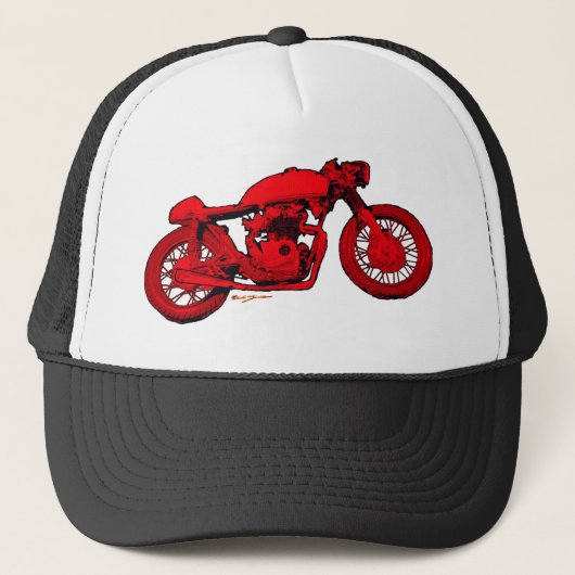 Red Cafe Racer Trucker Pet (Voorkant)
