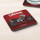 Red CafeRacer Motorcycle Onderzetter | Vastgesteld (Linkerzijde)