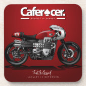 Red CafeRacer Motorcycle Onderzetter | Vastgesteld (Voorkant)