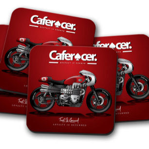 Red CafeRacer Motorcycle Onderzetter   Vastgesteld