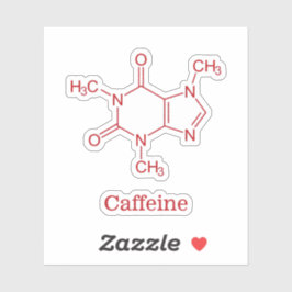Red Caffeine Molecule Sticker