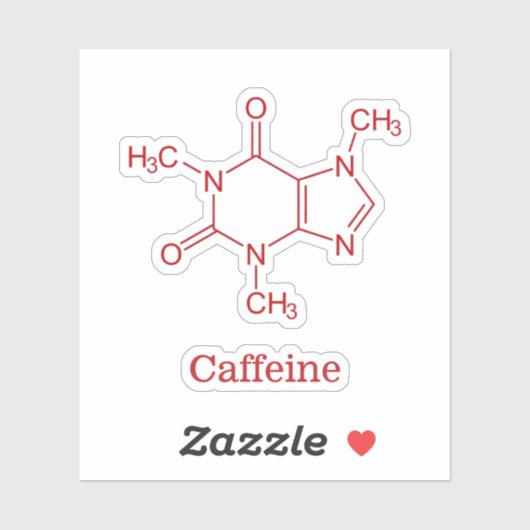 Red Caffeine Molecule Sticker (Vel)