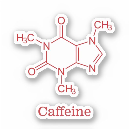 Red Caffeine Molecule Sticker (Voorkant)