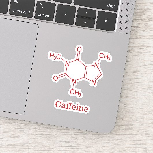 Red Caffeine Molecule Sticker (Detail)