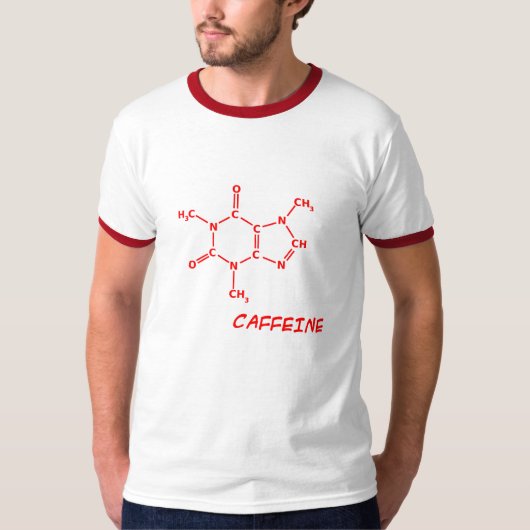 Red Caffeine Molecule T-Shirt (Voorkant)