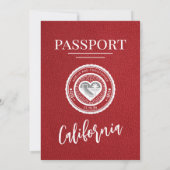 Red California Passport Wedding Kaart (Achterkant)