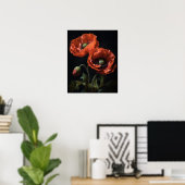 Red California Poppy Flowers Art Print Poster (Thuiskantoor)