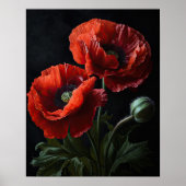 Red California Poppy Flowers Art Print Poster (Voorkant)