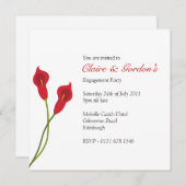 Red Calla Lilies Engagement Party - white Kaart (Voorkant / Achterkant)