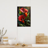 Red Calla Lilies Lily Bloemenkunst Print Poster (Keuken)