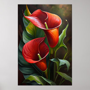 Red Calla Lilies Lily Bloemenkunst Print Poster