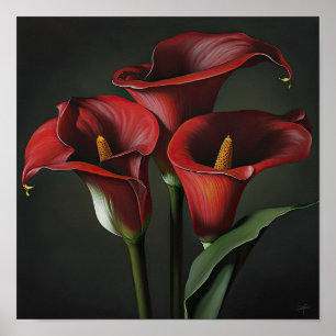 Red Calla Lilies Lily Bloemenkunst Print Poster