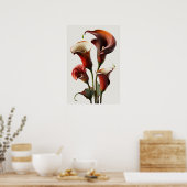 Red Calla Lilies Lily Bloemenkunst Print Poster (Keuken)