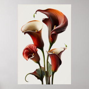 Red Calla Lilies Lily Bloemenkunst Print Poster