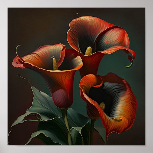 Red Calla Lilies Lily Bloemenkunst Print Poster (Voorkant)