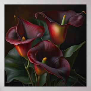 Red Calla Lilies Lily Bloemenkunst Print Poster