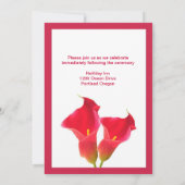 Red Calla Lily Wedding Uitnodiging (Achterkant)