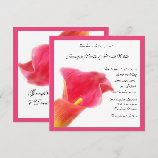 Red Calla Lily Wedding Uitnodiging (Voorkant / Achterkant)