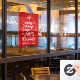 Red Calligraphic Merry Christmas Voeg je Logo toe Raamsticker