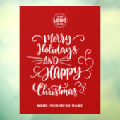 Red Calligraphic Merry Christmas Voeg je Logo toe Raamsticker (Vel 3)