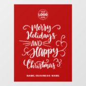 Red Calligraphic Merry Christmas Voeg je Logo toe Raamsticker (Vel)