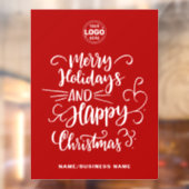 Red Calligraphic Merry Christmas Voeg je Logo toe Raamsticker (Vel 2)