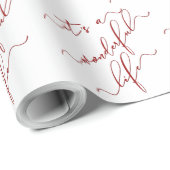 Red Calligraphy Script Het is een geweldig leven Cadeaupapier (Rol Hoek)